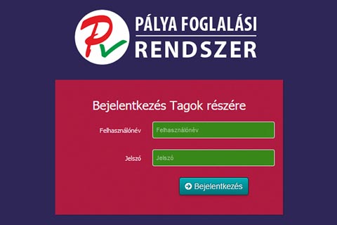 Pálya foglalási rendszer - Bejelentkezés