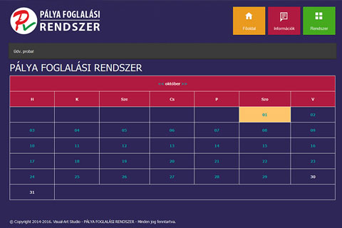 Pálya foglalási rendszer - Dátum választás