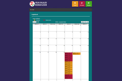 Pálya foglalási rendszer - Foglalások havi bontásban